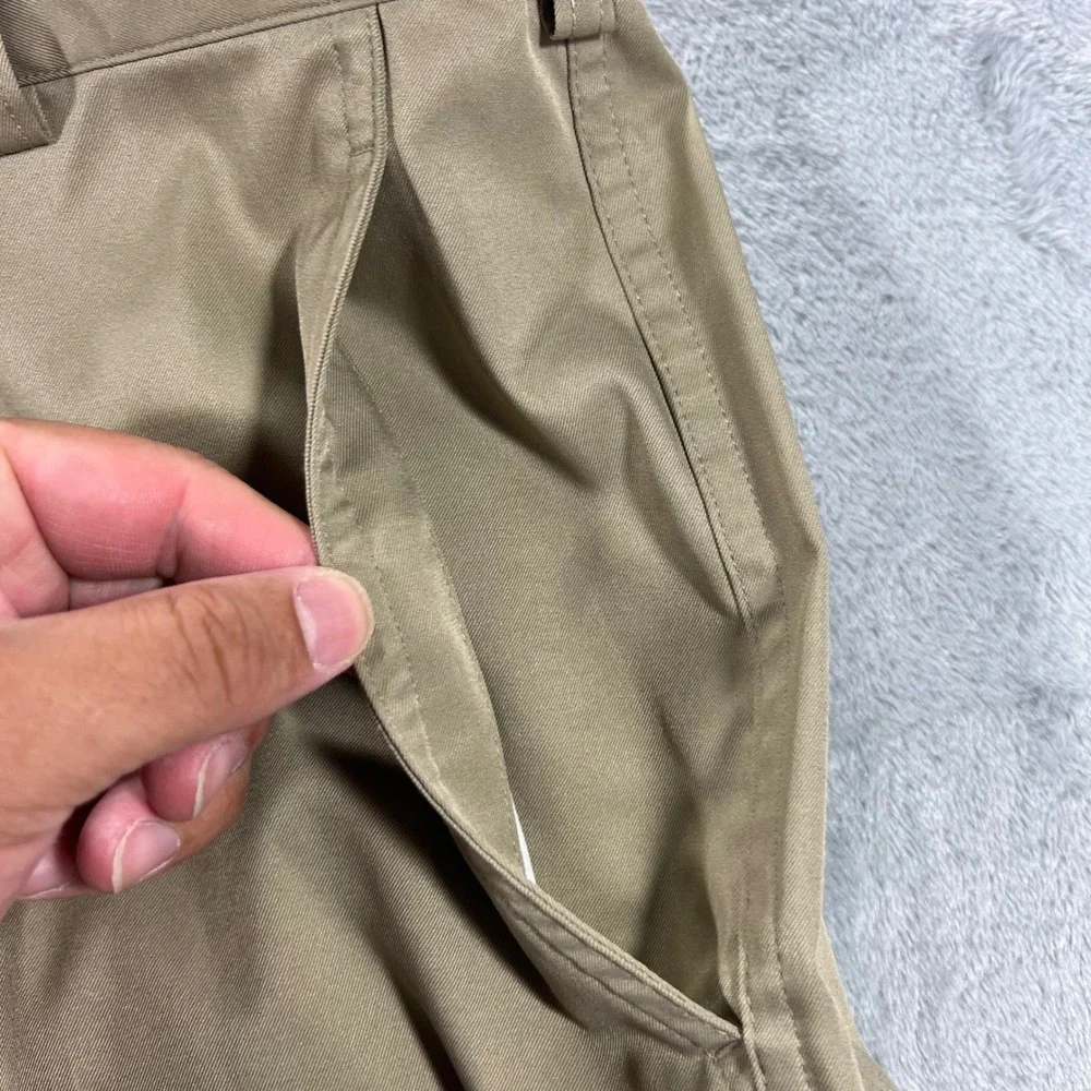NIKE Golf Pants Mens 34x32 Khaki Good Dri-FIT Flat Front Trousers 472532-235 - Picture 5 of 16